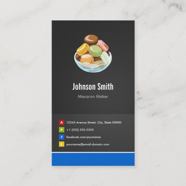 Cartão De Visita Macaron Maker Macaroons, França, criativo inovador (Frente)