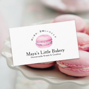 Cartão De Visita Macaron Rosa Rustico Aquarela Padaria