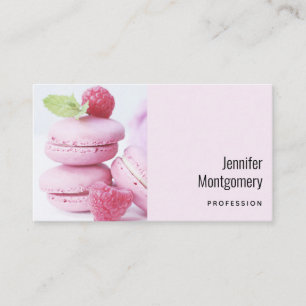 Cartão De Visita Macarons de Framboesa Rosa Doce Francês