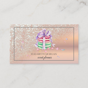 Cartão De Visita Macarons Elegantes Modernos com Efeito Bokeh e Bri