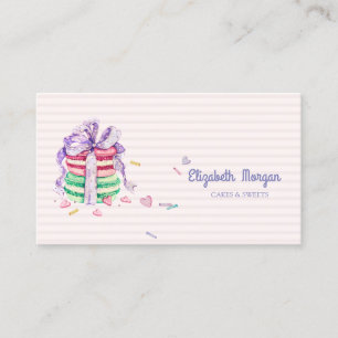 Cartão De Visita Macarons Elegantes Modernos,Doces,Listrados