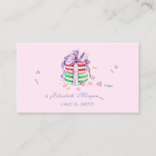 Cartão De Visita Macarons Fofos Elegantes, Doces Padaria