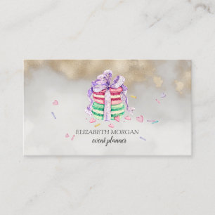 Cartão De Visita Macarons Modernos Elegantes Toque Dourado
