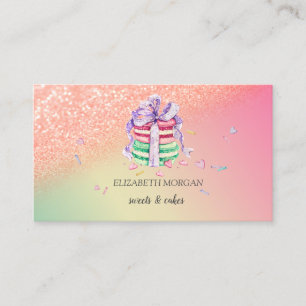 Cartão De Visita Macarons Ombre Bokeh Brilho Elegantes Modernos