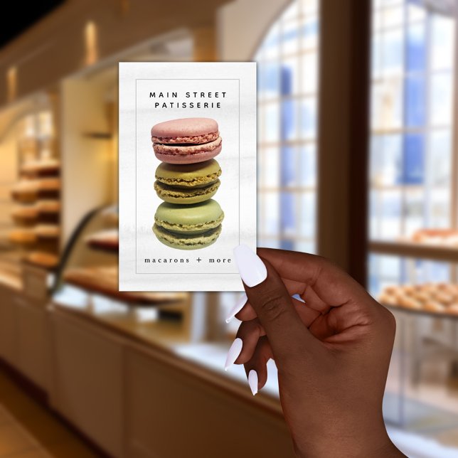 Cartão De Visita Macarons Stack Patisserie - Chef de padaria (Criador carregado)