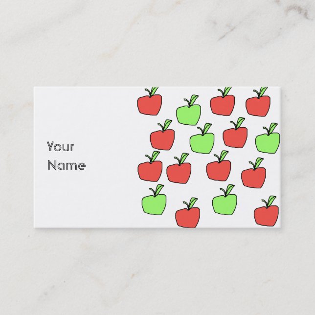 Cartão De Visita Maçãs vermelhas e teste padrão verde das maçãs (Frente)
