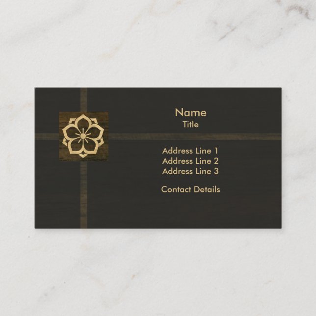 Cartão De Visita Madeira da flor de cerejeira de Kamon do japonês (Frente)