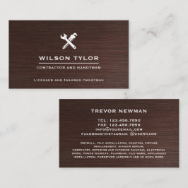 Cartão De Visita Madeira de ferramentas manuais de construção moder