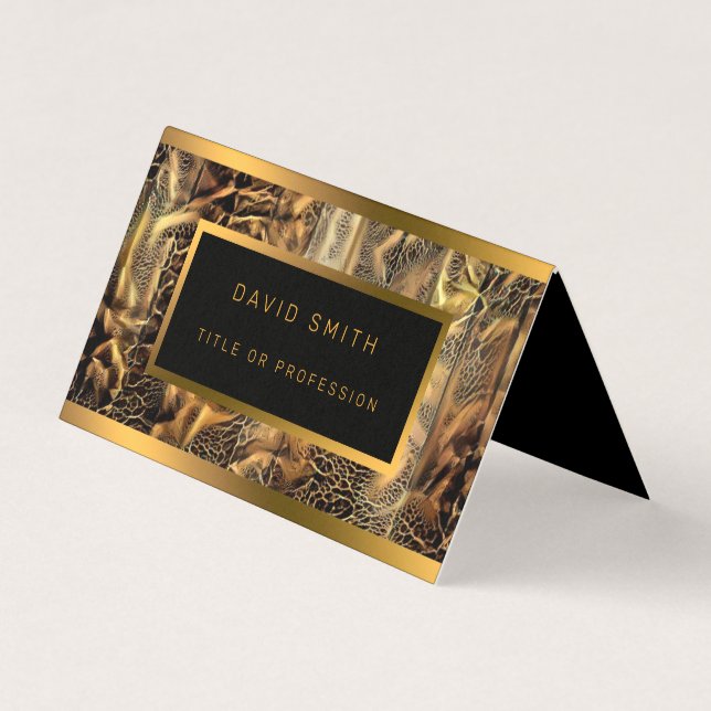 Cartão De Visita Madeira exclusiva de luxo Dourada (Frente)