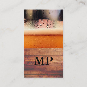 Cartão De Visita Madeira Rústica De Vidro De Cerveja  Monograma