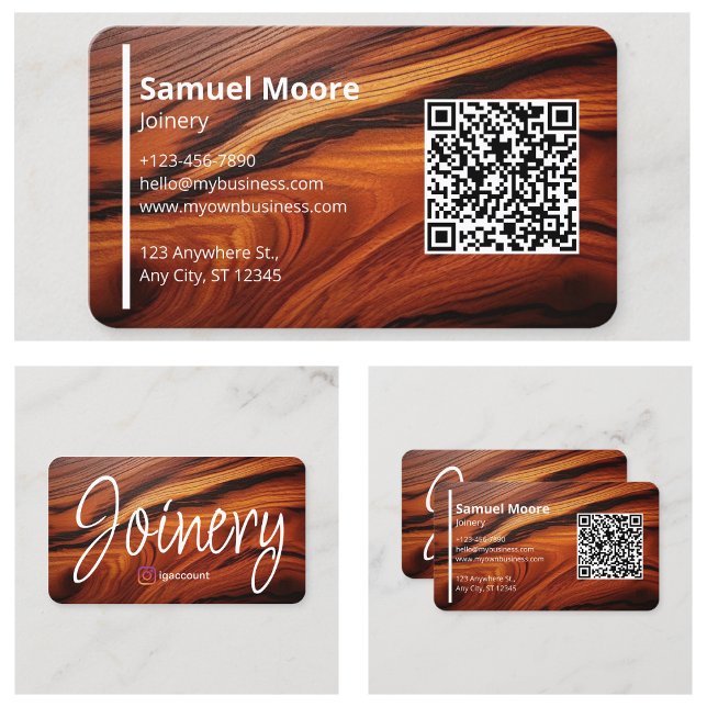 Cartão De Visita Madeiras de coco para trabalhar madeira (Modern Woodworking Cocobolo wood Business Card
)