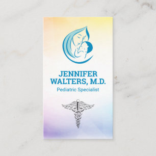 Cartão De Visita Mãe e Filho Logotipo Pediátrico Medicina