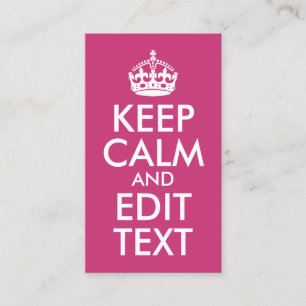 Cartão De Visita Magenta e branco Manter Calmo e Editar Texto