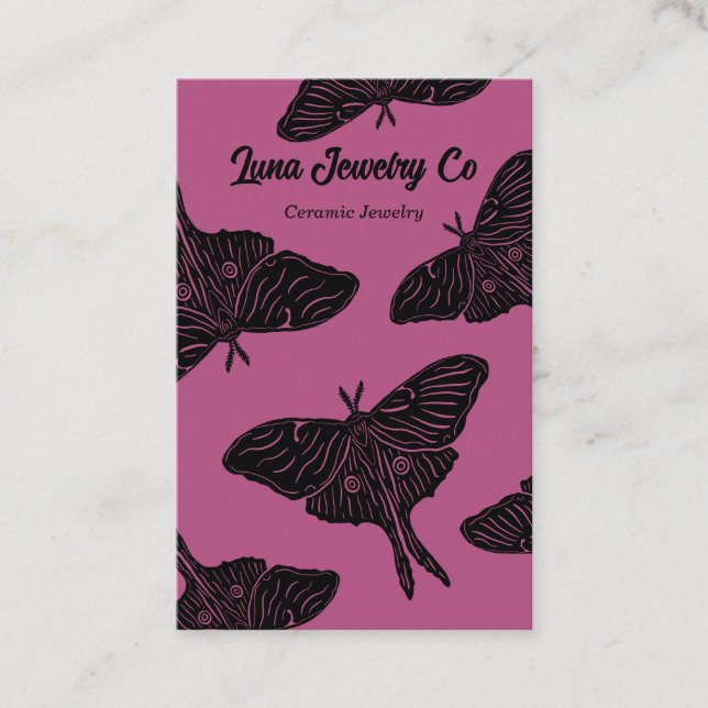 Cartão De Visita Magenta Mystical Luna Moth Blank Business Card (Frente)
