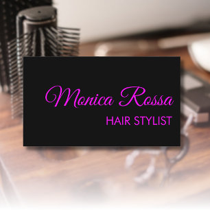 Cartão De Visita Magenta Simples Elegante Moderno Preto
