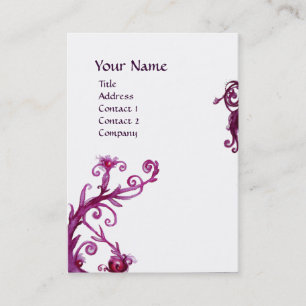 Cartão De Visita MAGIC BERRIES 4 MONOGRAMAS vermelho roxo branco