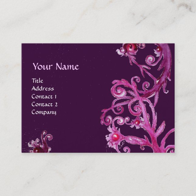 Cartão De Visita MAGIC BERRIES 5 MONOGRAMAS - preto - roxo - branco (Frente)