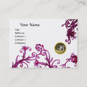 Cartão De Visita MAGIC BERRIES MONOGRAM, Cinza Agate platinum
