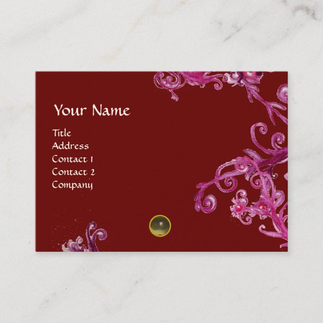 Cartão De Visita MAGIC BERRIES MONOGRAM cinzas (Frente)