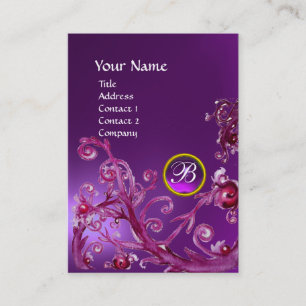 Cartão De Visita MAGIC BERRIES MONOGRAM GEM ametista roxo