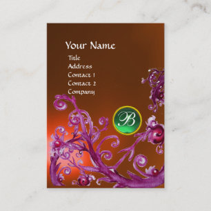 Cartão De Visita MAGIC BERRIES MONOGRAM GEM topaz laranja verde