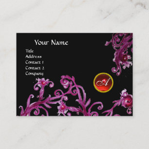 Cartão De Visita MAGIC BERRIES MONOGRAM - Gema preto vermelho