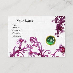 Cartão De Visita MAGIC BERRIES MONOGRAM jade green linen
