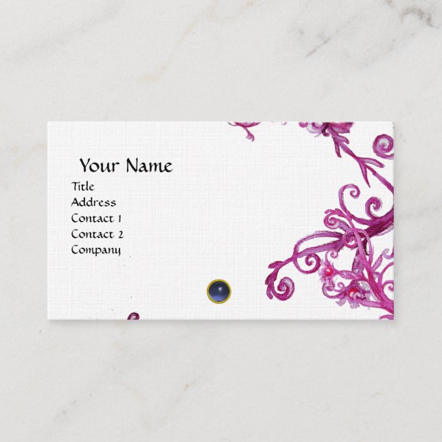 Cartão De Visita MAGIC BERRIES MONOGRAM - linha azul-maria (Frente)