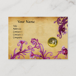 Cartão De Visita MAGIC BERRIES MONOGRAM, topaz - pergaminho amarelo
