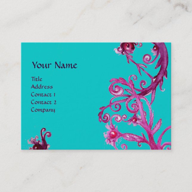 Cartão De Visita MAGIC BERRIES VERmelhos azuis MONOGRAM (Frente)