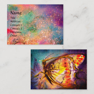Cartão De Visita MAGIC BUTTERFLY Blue Green Yellow Dourado Sparkles