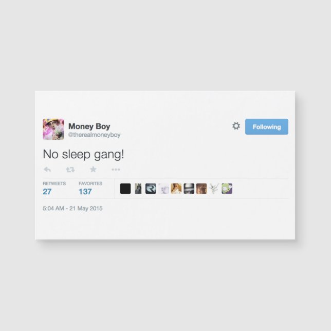 cartão de visita magnético @therealmoneyboy (Frente)