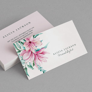 Cartão De Visita Magnólia rosa, aquarela, estilista pessoal modern