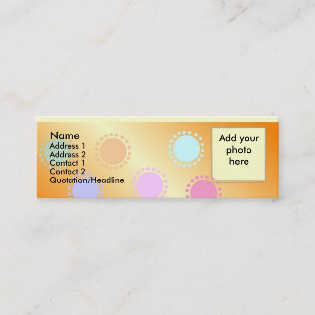 Cartão de visita magro colorido da foto dos pontos (Frente)