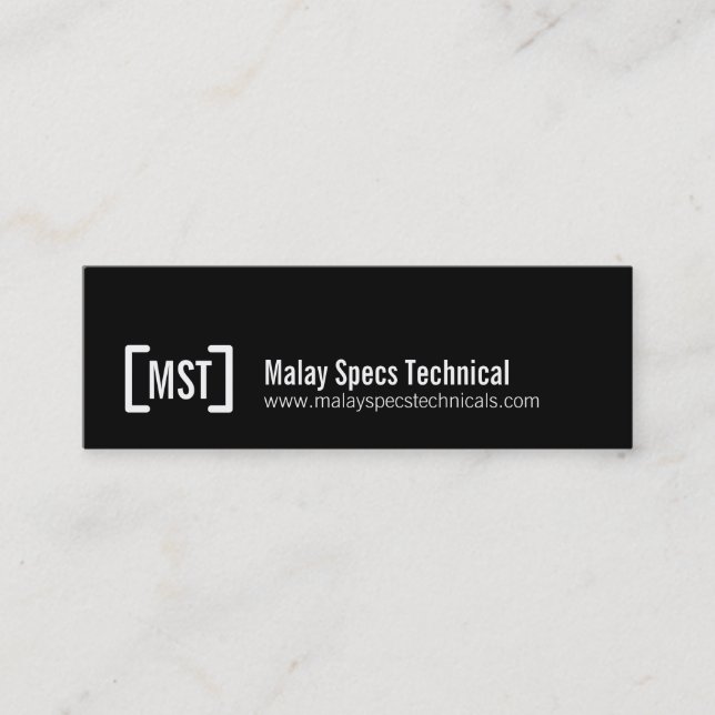 Cartão de visita magro preto & branco profissional (Frente)