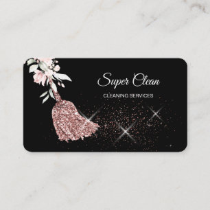 Cartão De Visita Maid Clearing House Com rosa de ouro Espumante Bar