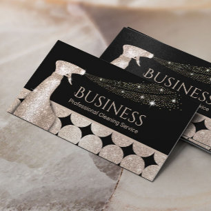 Cartão De Visita Maid Com Círculos Geométricos Dourados De Limpeza