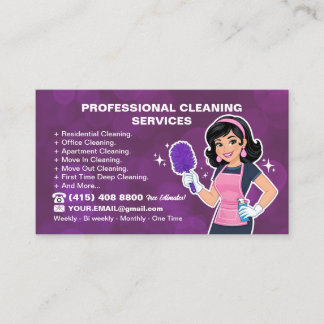 Cartão De Visita Maid Janitorial Lady House Cleaning Service