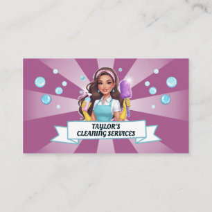Cartão De Visita Maid Janitorial Lady House Clearing Service Bubble