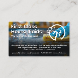 Cartão De Visita Maid Limpando A Cozinha