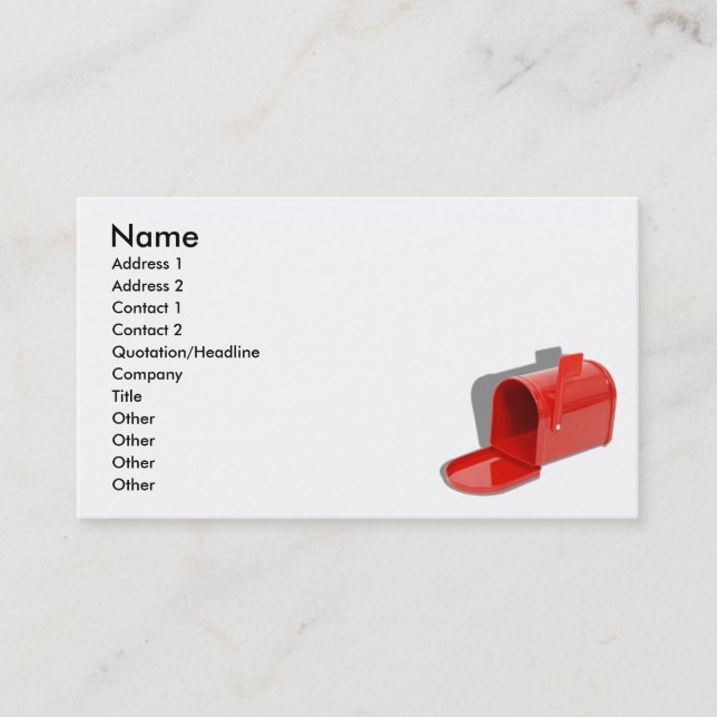 Cartão De Visita MailboxOpen051409shadows, nome, endereço 1, Addr… (Frente)