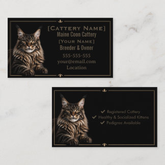 Cartão De Visita Maine Coon Cattery Professional Business Card 