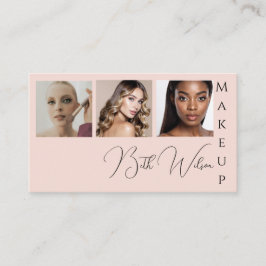 Cartão De Visita Makeup 3 photo, Pink & Black Business 