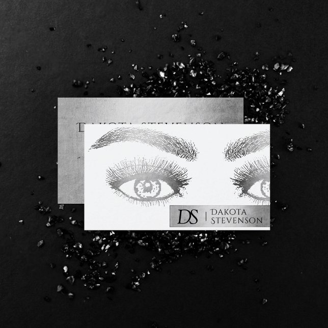 Cartão De Visita Makeup Artist Beauty Professional | Silver Sparkle (Criador carregado)