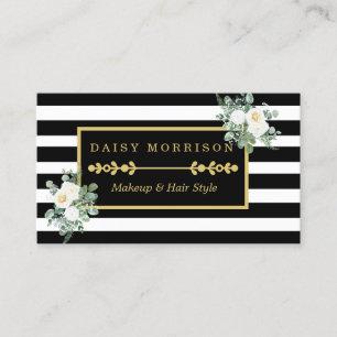 Cartão De Visita Makeup Artist Beauty Salon Dourado Vintage Floral
