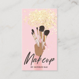 Cartão De Visita Makeup Artist Beauty Salon Glam Dourado brilho ros