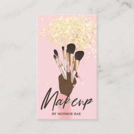 Cartão De Visita Makeup Artist Beauty Salon Glam Dourado brilho ros