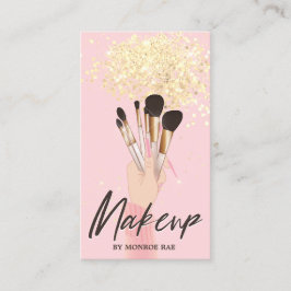 Cartão De Visita Makeup Artist Beauty Salon Glam Dourado brilho ros