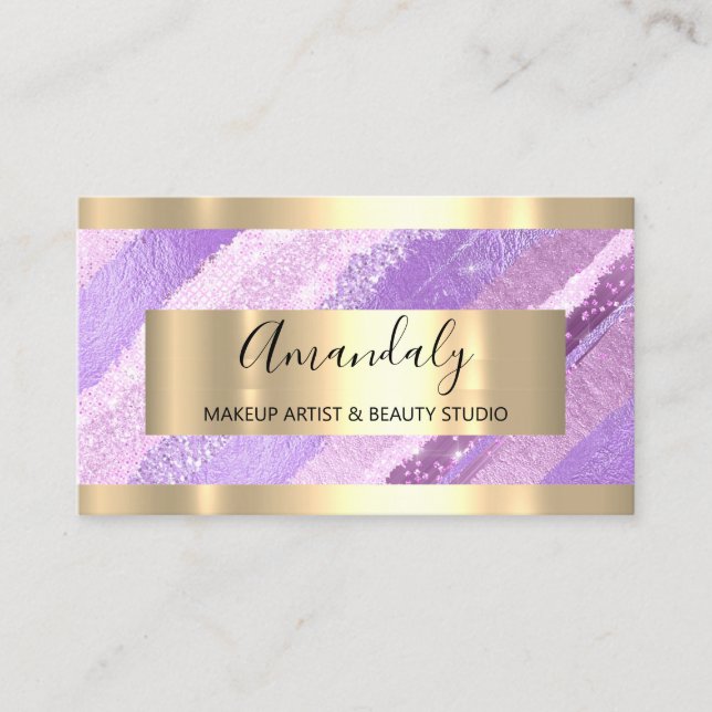 Cartão De Visita Makeup Artist Blogger Influencer Traço Roxo (Frente)