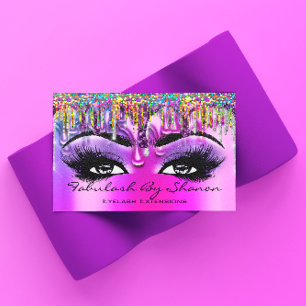 Cartão De Visita Makeup Artist Brow Eyelash Purple Drives Hológrafo